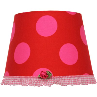 Abat-jour candy colours rouge à pois fuchsia pour lampe (20 x 15 cm)