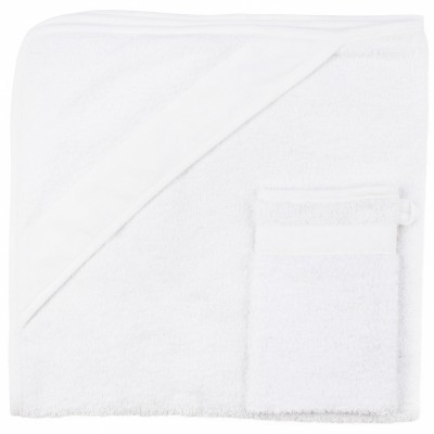 Cape de bain et gant de toilette piqué white (90 x 90 cm)