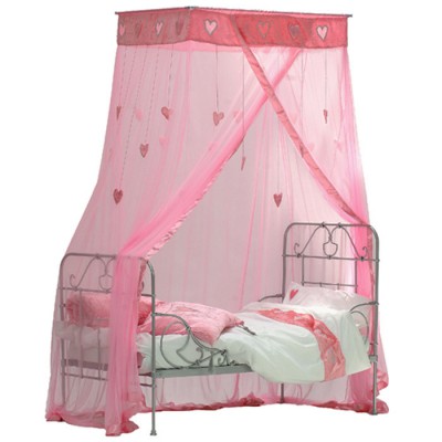 Ciel de lit coeurs suspendus rose