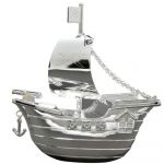 Tirelire Bateau de pirates (m�tal argent�) - Orf�vrerie de Cr�vigny 