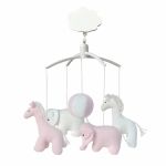 Mobile musical Girafe, �l�phant rose et blanc - Trousselier