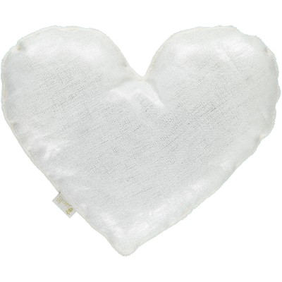 Coussin coeur lin nacré blanc (30 cm)