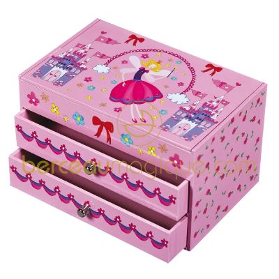 Grande bo�te � bijoux musicale 2 tiroirs Princesse f�e rose par Trousselier