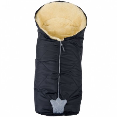 Chancelière iglu noir - peau d'agneau naturelle (98 cm)