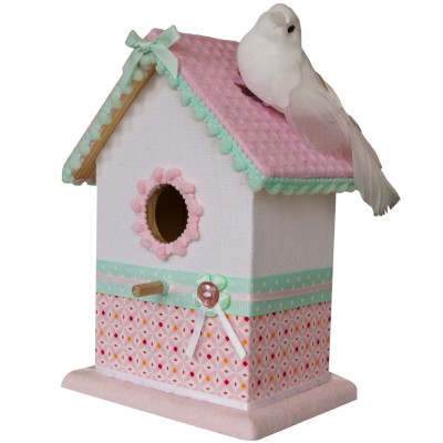 Cabane à oiseaux pretty pastels (12 x 9 x 16 cm)