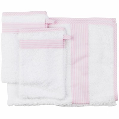 Set 1 serviette de bain et 2 gants de toilette pink stripe (50 x 90 cm)