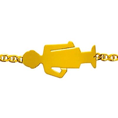 Gourmette petit tr�sor motif gar�on (or jaune) taille maman par A.Augis