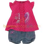 Ensemble tunique et short en jean Bouquet d'�t� (3 mois au 24 mois) - Sucre d'orge