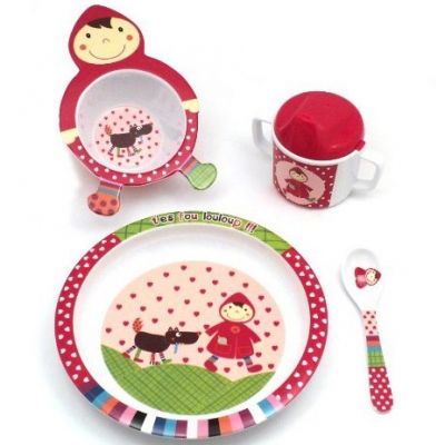 Coffret repas chaperon rouge t'es fou louloup (4 pièces)