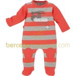 Pyjama en maille ray� Corail, rouge & co (1 mois au 24 mois) - Sucre d'orge