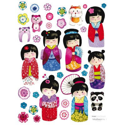 Stickers a3 poupées japonaises by corinne demuynck (29,7 x 42 cm)