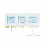 Porte-manteaux 3 cadres bleu pour chambre b�b� - Pasito a pasito