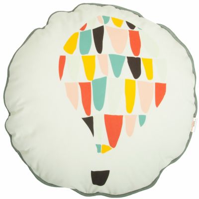 Coussin rond mongolfière (diamètre 32 cm)