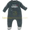 Pyjama velours brod� Pretty gris (1 mois au 24 mois)