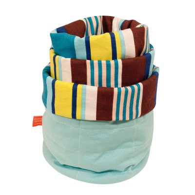 Corbeilles gigognes en tissu rayures bleues (lot de 3) par L'oiseau bateau