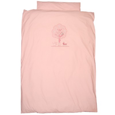 Housse de couette et taie d'oreiller arbre rose (100 x 135 cm)