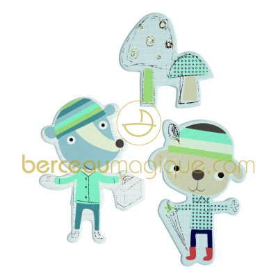 Petits personnages en bois Scrapbook bleu par Mamas and Papas