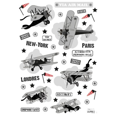 Stickers a3 avions noirs by jack mü