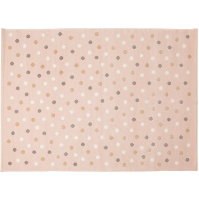 Grand tapis enfant acrylique beige pois tricolors ( 200 x 300 cm)