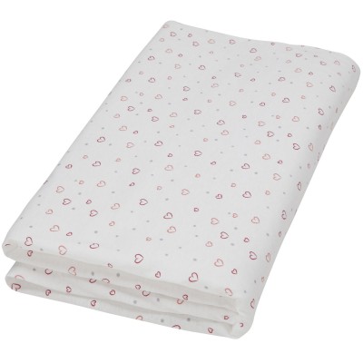 Drap housse blanc imprimé coeurs (70 x 140 cm)