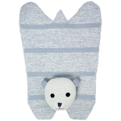 Tapis nellie l'ours polaire en crochet de coton bio (58 x 82 cm)