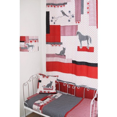 Rideau patchwork rouge / noir (145 x 280 cm)
