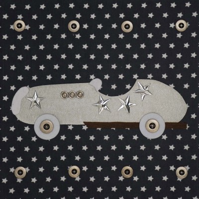 Tableau silver star voiture de course avec étoiles grises (30 x 30 cm)