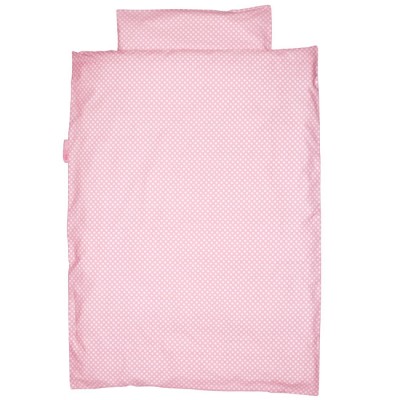 Housse de couette et taie d'oreiller à pois rose (100 x 135 cm)