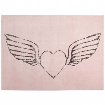 Tapis fille rose coeur ailé (140 x 200 cm)