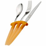 Set 3 couverts enfant orange - Orf�vrerie de Cr�vigny 