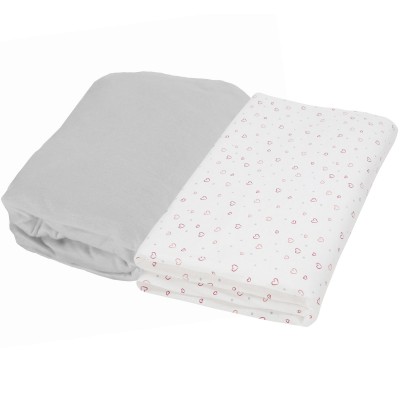 Lot 2 draps housse jersey perle et coeur (60 x 120 cm)