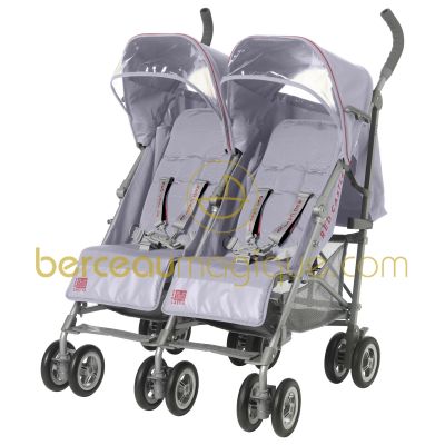 Poussette canne double Twixx grise perle par Red Castle
