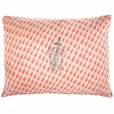 Coussin brodé drops milk shake rose (30 x 40 cm)