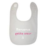 Bavoir Bienvenue petite soeur gris - BB & Co