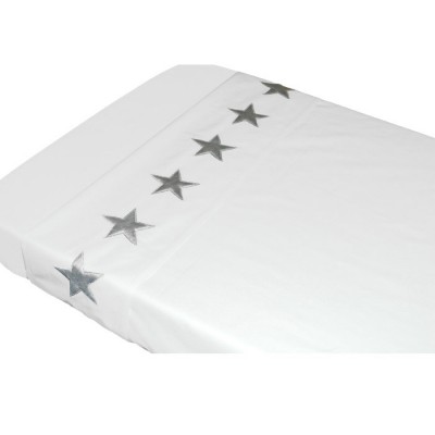 Drap de lit etoiles blanc (120 x 150 cm)