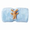 Couverture douce bleue en peluche, avec lapin  (65x90cm)