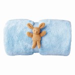 Couverture douce bleue en peluche, avec lapin  (65x90cm) - Trousselier