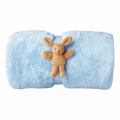 Couverture douce bleue en peluche, avec lapin  (65x90cm) par Trousselier