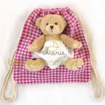 Sac � doudou vichy rose personnalisable - Les Griottes