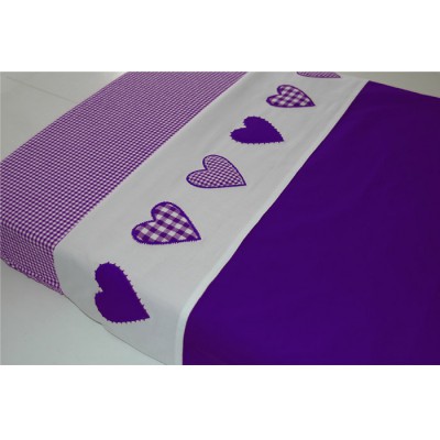 Drap de lit coeur patchwork violet (100 x 80 cm)