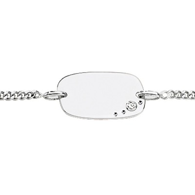 Gourmette b�b� plaque rectangulaire (or blanc) par Berceau magique bijoux