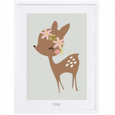 Poster encadré faon et fleurs my little fawn by vicky carpenter (30 x 40 cm)