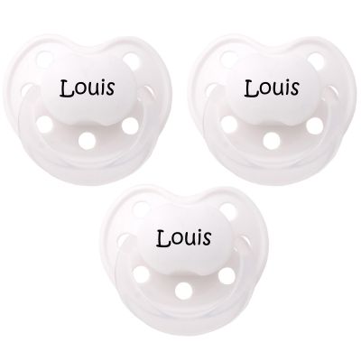 Lot de 3 sucettes personnalisables anatomiques deluxe blanc en latex (3-36 mois)