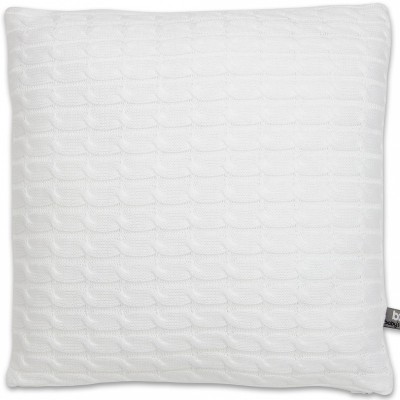 Coussin cable uni blanc (40 x 40 cm)