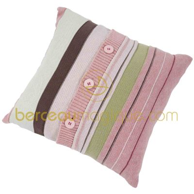 Coussin en coton tricot� Scrapbook rose (32 x 32 cm) par Mamas and Papas