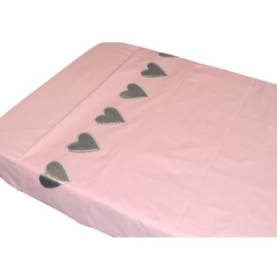 Drap de lit coeur rose (100 x 80 cm)