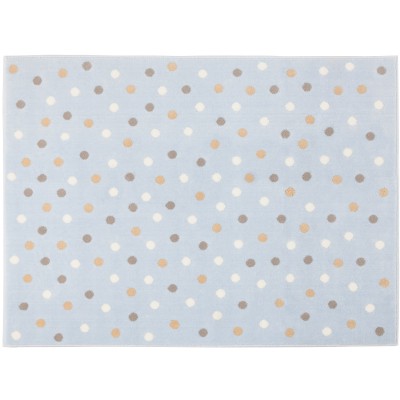 Grand tapis enfant acrylique bleu pois tricolors ( 200 x 300 cm)
