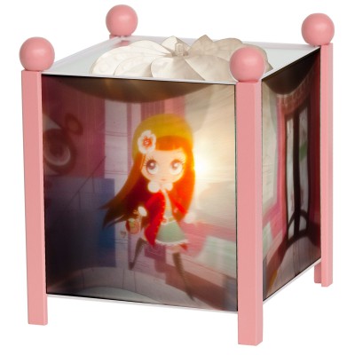 Lanterne magique animaux et petite fille littlest pet shop rose