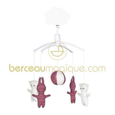 Mobile musical Ours et Lapins rayures par Trousselier