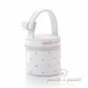 Housse de sucette �co-cuir verni blanc � pois rose